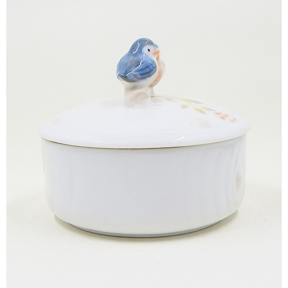Takahashi Bluebird Porcelain Lidded Trinket Powder Dresser Box - Picture 9 of 9